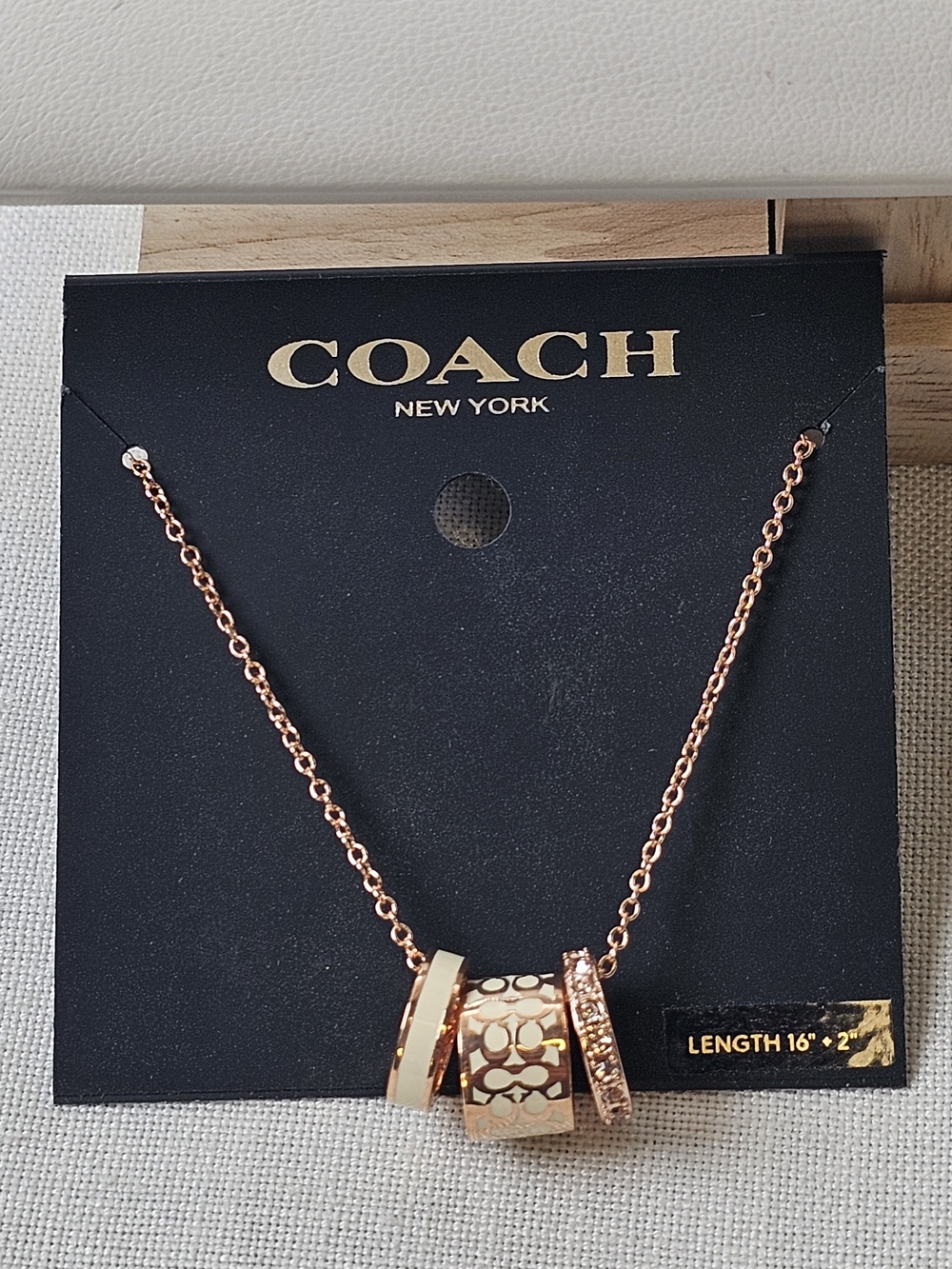 Coach Signature C9446 necklace Rose Gold-Tone New With Tags